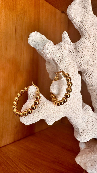 Pendientes Aros Esferas Dorado